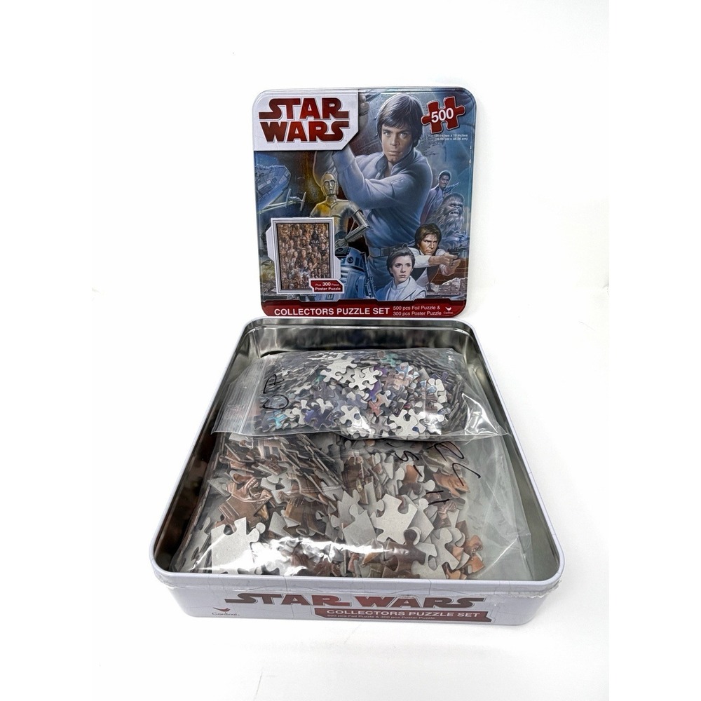 Star Wars Collectors Puzzle Set Tin 500 Pc Foil Puzzle Missing 2 Pieces + 300 - Picture 4 of 9